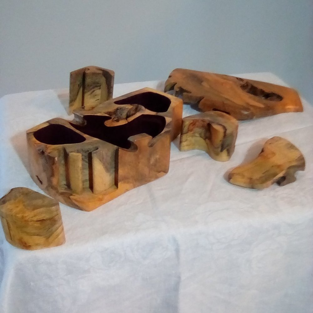 Handcrafted artist wood jewelry box men - Picture 6 of 8